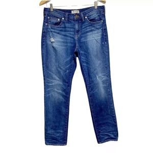 Madewell Womens Medium Wash Slim Boyjean Splatter Distressed Mid Rise Jeans 29